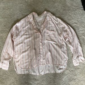 White and pink button down top